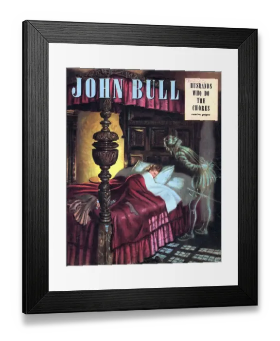 Framed Print : John Bull 1947 1940s UK sleep four poster beds ghosts haunted houses magazines sleeping Framed Print : John Bull 1947 1940s UK sleep four poster beds ghosts haunted houses magazines sleeping