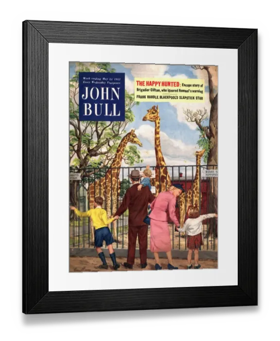 Framed Print : John Bull 1950s UK london zoo zoos magazines Framed Print : John Bull 1950s UK london zoo zoos magazines