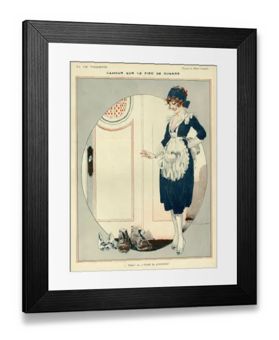 Framed Print : La Vie Parisienne 1918 1910s France Rene Vincent illustrations maids servants mens