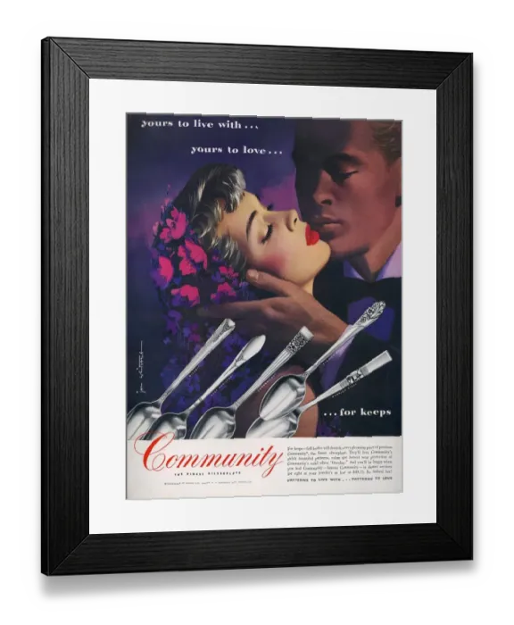 Framed Print : Community Cutlery 1950 1950s USA kissing kisses Framed Print : Community Cutlery 1950 1950s USA kissing kisses