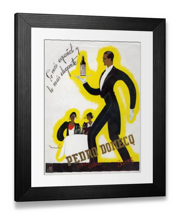 Framed Print : Pedro Domecq 1920s Spain cc wines alcohol waiters art deco jazz restaurants