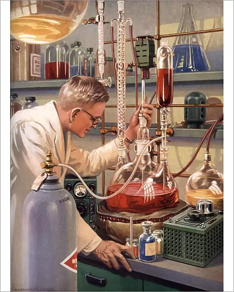 Scientists 1960s USA rklf science laboratories experiments chemistry itnt bkpl illustrations