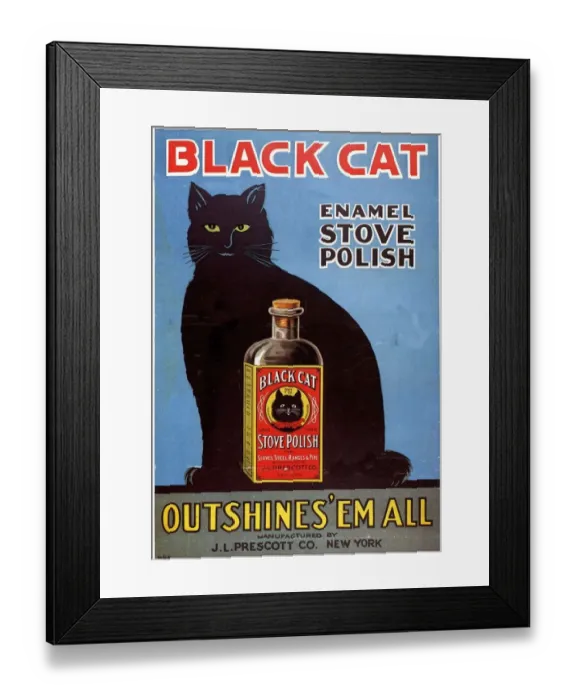 Framed Print : 1920s USA cats black cat enamel stove polish products Framed Print : 1920s USA cats black cat enamel stove polish products