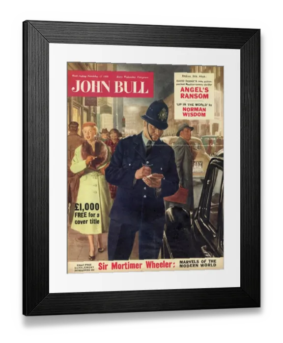 Framed Print : John Bull 1956 1950s UK police giving parking tickets magazines Framed Print : John Bull 1956 1950s UK police giving parking tickets magazines