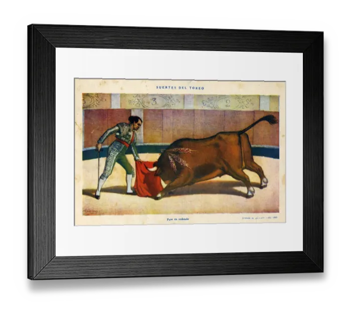 Framed Print : El Ruedo 1882 1880s Spain cc bull fights fighting matadores matadors dangerous bulls