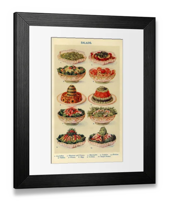 Framed Print : Salads 1900s UK Isabella Beeton Mrs Beetons Book of Household Management cooking