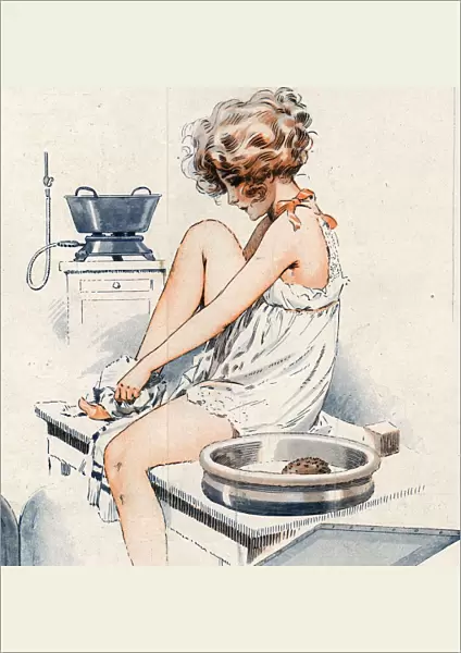 La Vie Parisienne 1919 1910s France Maurice Milliere washing feet boudoir illustrations