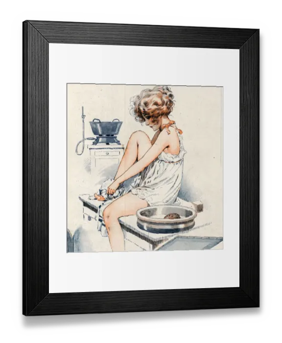 Framed Print : La Vie Parisienne 1919 1910s France Maurice Milliere washing feet boudoir illustrations Framed Print : La Vie Parisienne 1919 1910s France Maurice Milliere washing feet boudoir illustrations