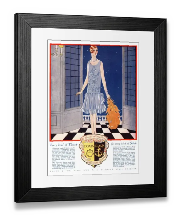 Framed Print : 1920s UK fabrics coats clark threads womens art deco Framed Print : 1920s UK fabrics coats clark threads womens art deco