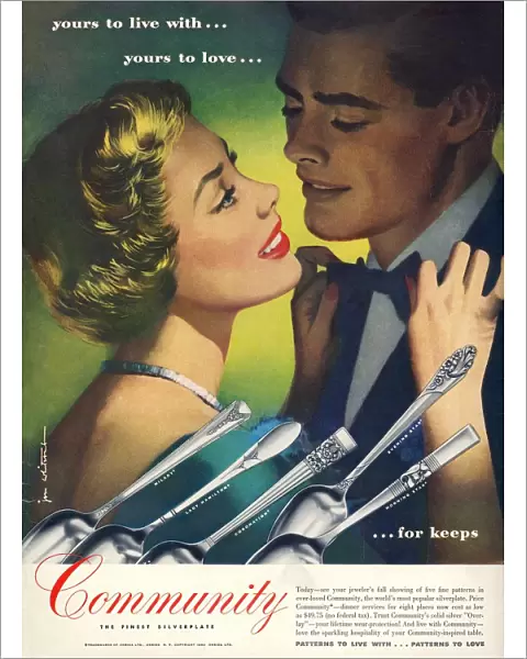 Community Cutlery 1950 1950s USA kissing kisses