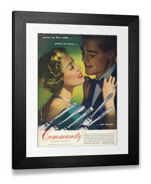Framed Print : Community Cutlery 1950 1950s USA kissing kisses Framed Print : Community Cutlery 1950 1950s USA kissing kisses