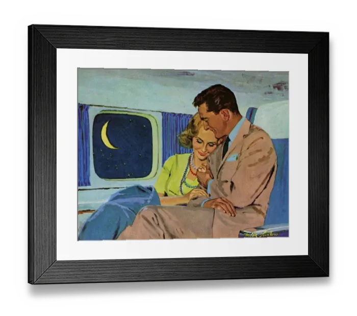 Framed Print : Douglas DC-8 1960s UK aeroplanes embracing hugging