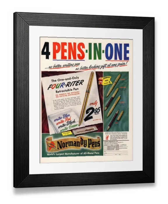 Framed Print : 1948 1940s USA pens pencils normandy biros Framed Print : 1948 1940s USA pens pencils normandy biros