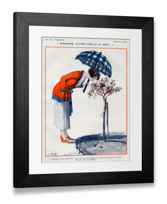 Framed Print : La Vie Parisienne 1922 1920s France Georges Pavis Illustrations womens umbrellas