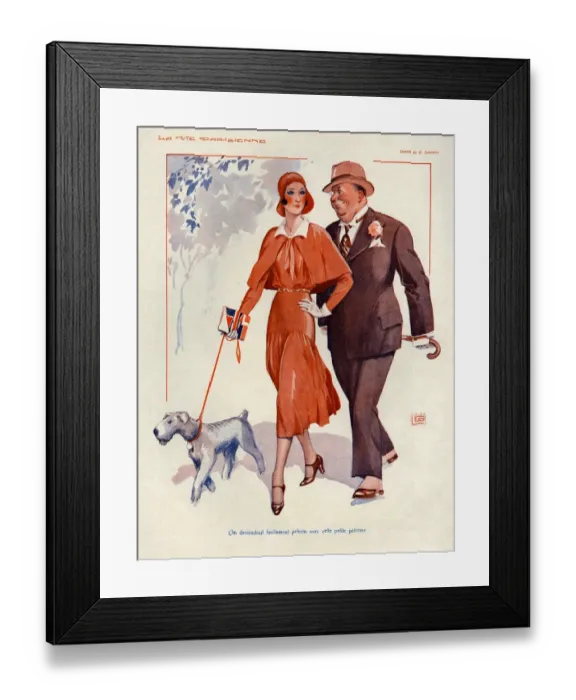 Framed Print : La Vie Parisienne 1930s France cc dogs walking sugar daddy daddies woman women Framed Print : La Vie Parisienne 1930s France cc dogs walking sugar daddy daddies woman women