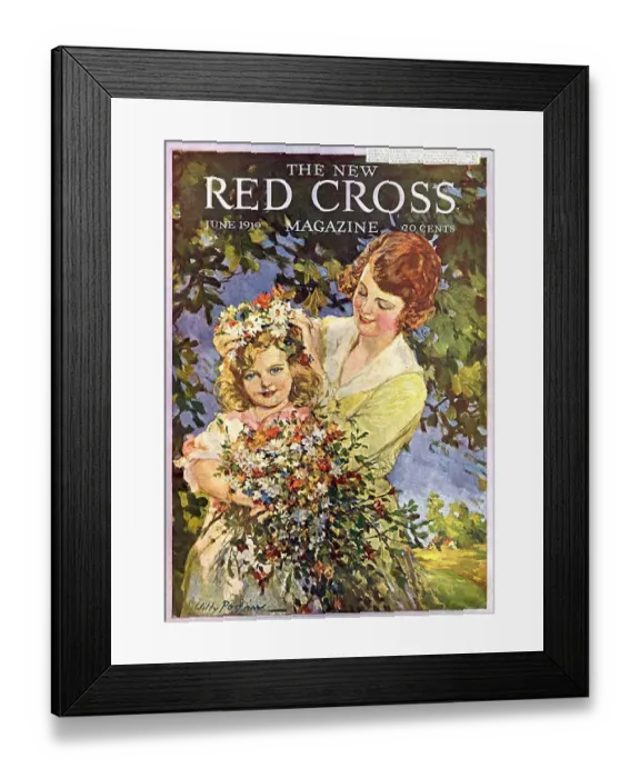 Framed Print : The New Red Cross 1919 1910s USA magazines mothers and daughters flowers maws mums Framed Print : The New Red Cross 1919 1910s USA magazines mothers and daughters flowers maws mums