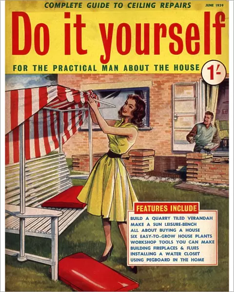 Do It Yourself 1959 1950s UK magazines diy brickwork bricks gardens sun loungers