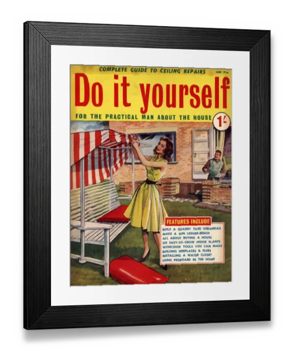 Framed Print : Do It Yourself 1959 1950s UK magazines diy brickwork bricks gardens sun loungers Framed Print : Do It Yourself 1959 1950s UK magazines diy brickwork bricks gardens sun loungers