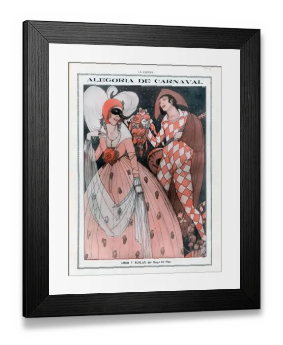 Framed Print : La Esfera 1910 1910s Spain cc carnivals masquerade harlequins Framed Print : La Esfera 1910 1910s Spain cc carnivals masquerade harlequins