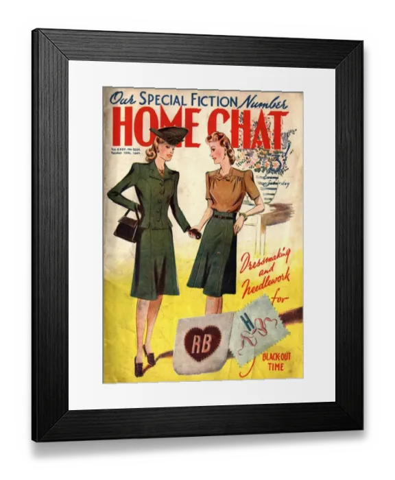 Framed Print : Home Chat 1940s UK women at war make do and mend fashion womens suits dressmaking Framed Print : Home Chat 1940s UK women at war make do and mend fashion womens suits dressmaking