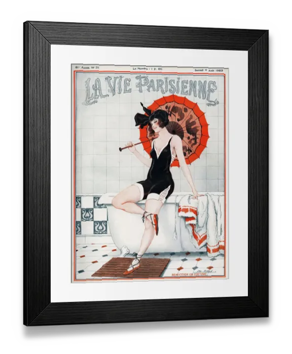 Framed Print : La vie Parisienne 1923 1920s France Leo Fontan magazines illustrations womens swimming