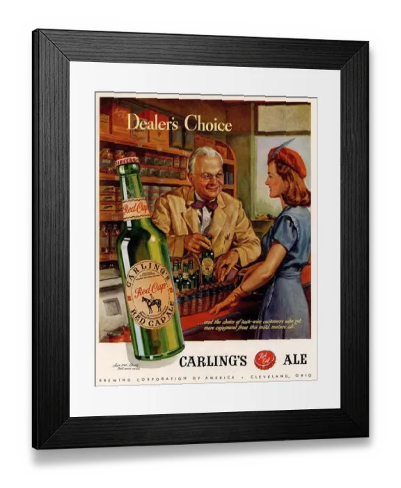 Framed Print : Carling Ale 1940s USA mcitnt alcohol beer grocers greengrocers Framed Print : Carling Ale 1940s USA mcitnt alcohol beer grocers greengrocers