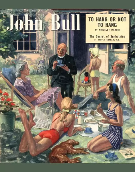 John Bull 1949 1940s UK vicars tea priests gardening picnics children magazines