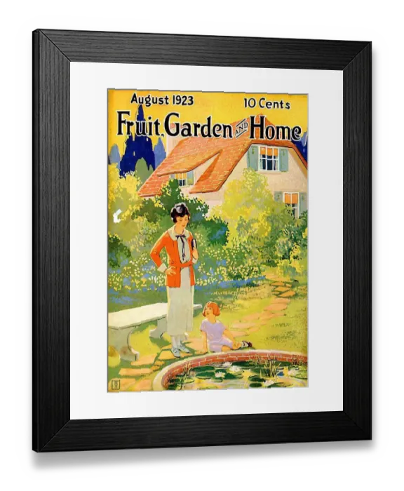 Framed Print : Fruit Garden and Home 1923 1920s USA magazines mothers and daughters gardens ponds Framed Print : Fruit Garden and Home 1923 1920s USA magazines mothers and daughters gardens ponds
