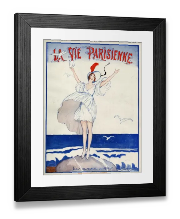 Framed Print : La Vie Parisienne 1919 1910s France magazines holidays seaside hats dresses womens Framed Print : La Vie Parisienne 1919 1910s France magazines holidays seaside hats dresses womens