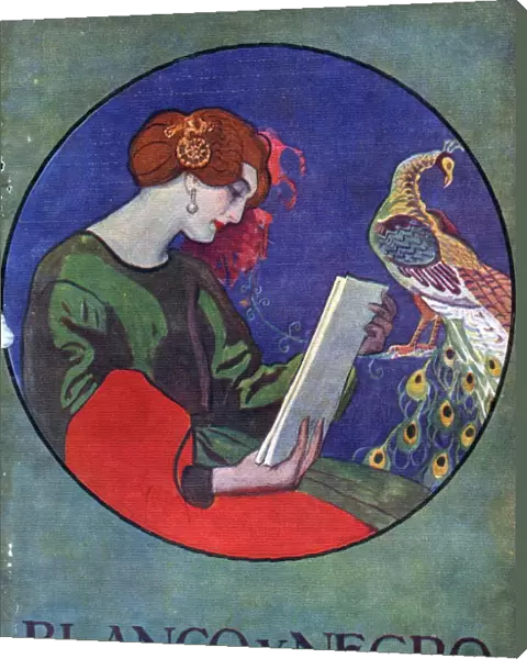 Blanco y Negro 1025 1920s Spain cc magazines reading peacocks birds books