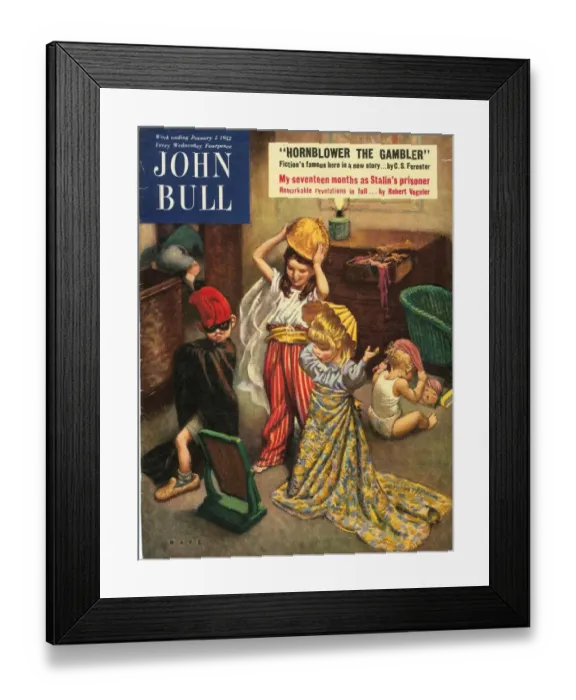 Framed Print : John Bull 1950s UK dressing up fancy dress games magazines