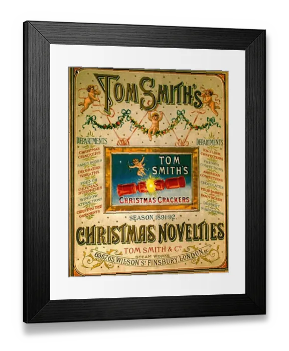 Framed Print : Tom Smiths Christmas Novelties 1900s UK mcitnt decorations Smiths crackers Father