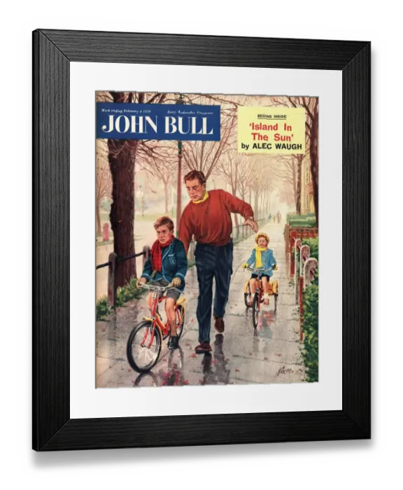 Framed Print : John Bull 1950s UK learning to ride lessons fathers and sons bicycles bikes cycling Framed Print : John Bull 1950s UK learning to ride lessons fathers and sons bicycles bikes cycling