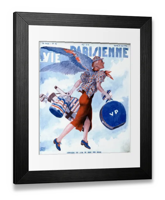 Framed Print : La Vie Parisienne 1936 1930s France magazines wings holidays flying luggage