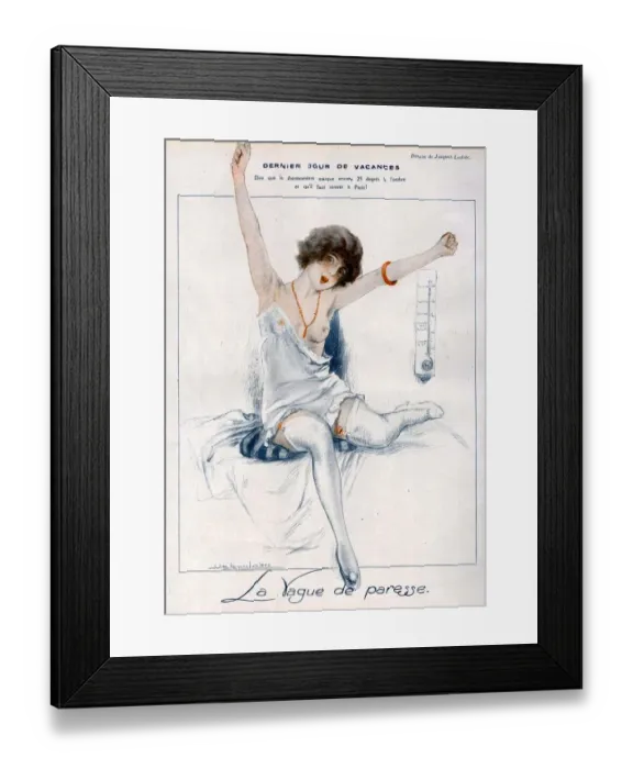 Framed Print : La Vie Parisienne 1919 1910s France J Leclerc illustrations erotica waking up waking-up