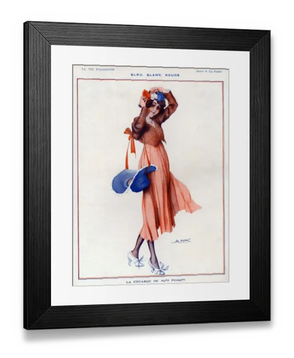 Framed Print : La Vie Parisienne 1918 1910s France Leo Fontan illustrations womens hats bonnets