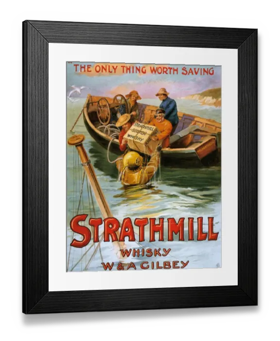 Framed Print : Strathmill 1900s UK whisky alcohol whiskey advert Scotch Scottish boats Framed Print : Strathmill 1900s UK whisky alcohol whiskey advert Scotch Scottish boats