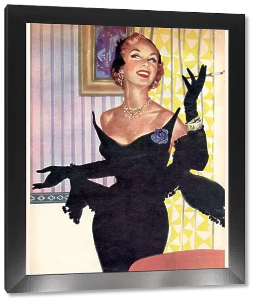 1940s UK womens smoking evening dresses gloves fashion
