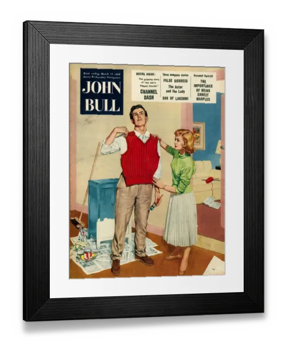 Framed Print : John Bull 1958 1950s UK decorating tank tops diy magazines clothing clothes do it Framed Print : John Bull 1958 1950s UK decorating tank tops diy magazines clothing clothes do it