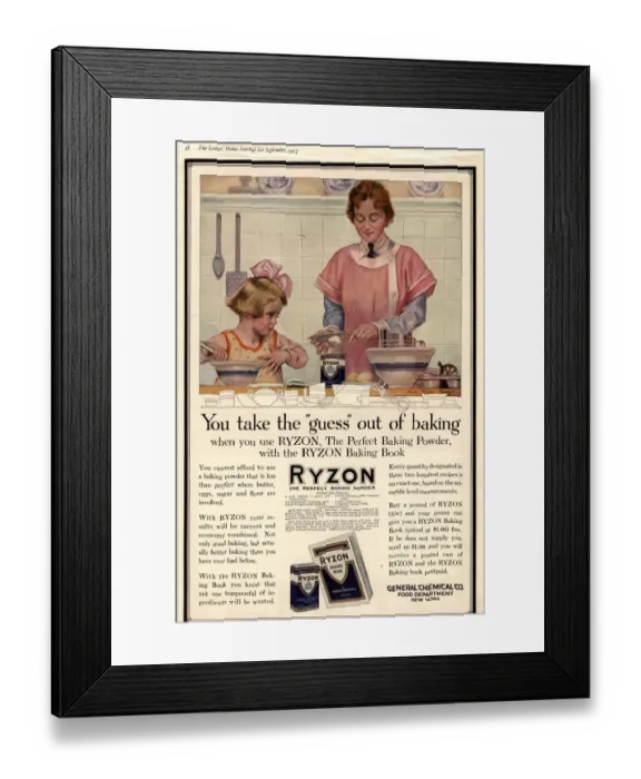 Framed Print : 1917 1910s USA cooking ryzon baking powder mothers and daughters housewives housewife Framed Print : 1917 1910s USA cooking ryzon baking powder mothers and daughters housewives housewife