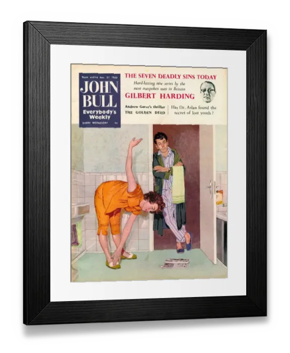 Framed Print : John Bull 1950s UK exercise bathrooms magazines Framed Print : John Bull 1950s UK exercise bathrooms magazines