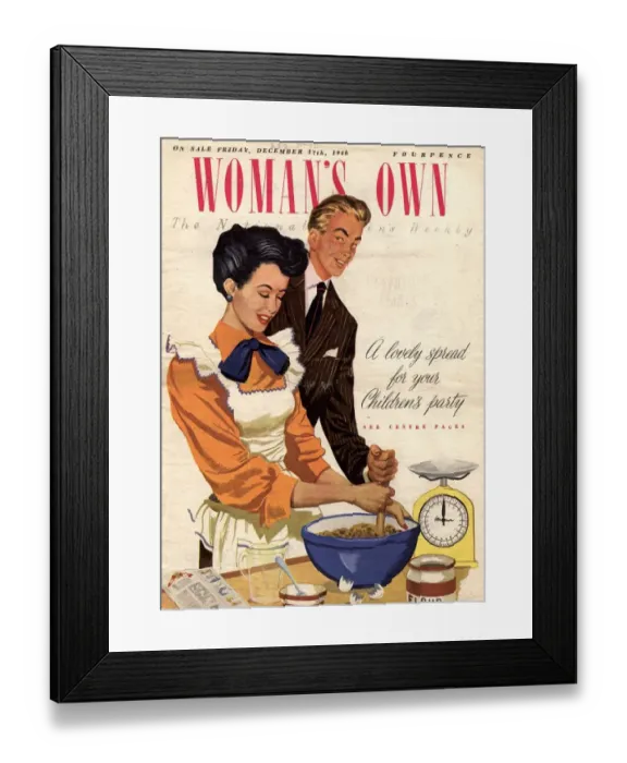 Framed Print : Womans Own 1948 1940s UK cooking housewives housewife baking magazines Framed Print : Womans Own 1948 1940s UK cooking housewives housewife baking magazines