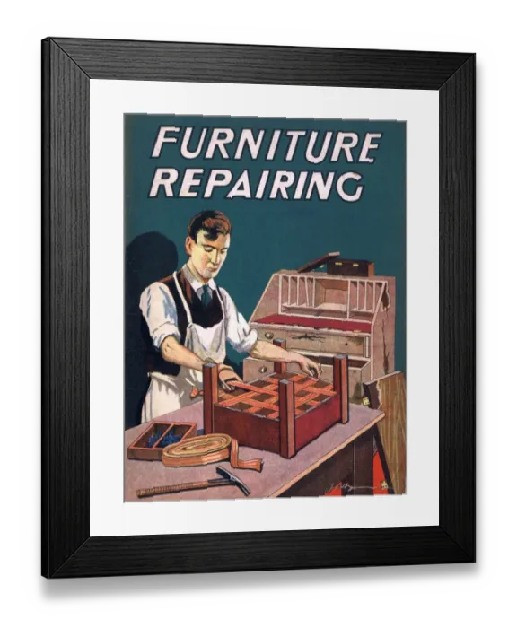Framed Print : 1940s UK furniture repairing diy magazines repairs mending do it yourself Framed Print : 1940s UK furniture repairing diy magazines repairs mending do it yourself