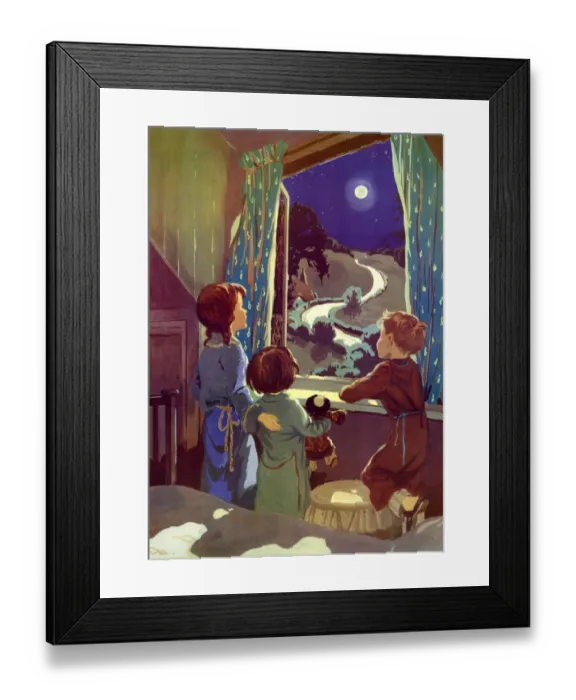 Framed Print : Infant School Illustrations 1950s UK dressing gowns childrens moonlight bedtime Enid Framed Print : Infant School Illustrations 1950s UK dressing gowns childrens moonlight bedtime Enid