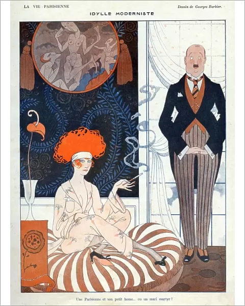 La Vie Parisienne 1918 1910s France G Barbier illustrations butlers servants woman
