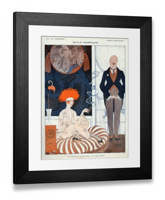 Framed Print : La Vie Parisienne 1918 1910s France G Barbier illustrations butlers servants woman