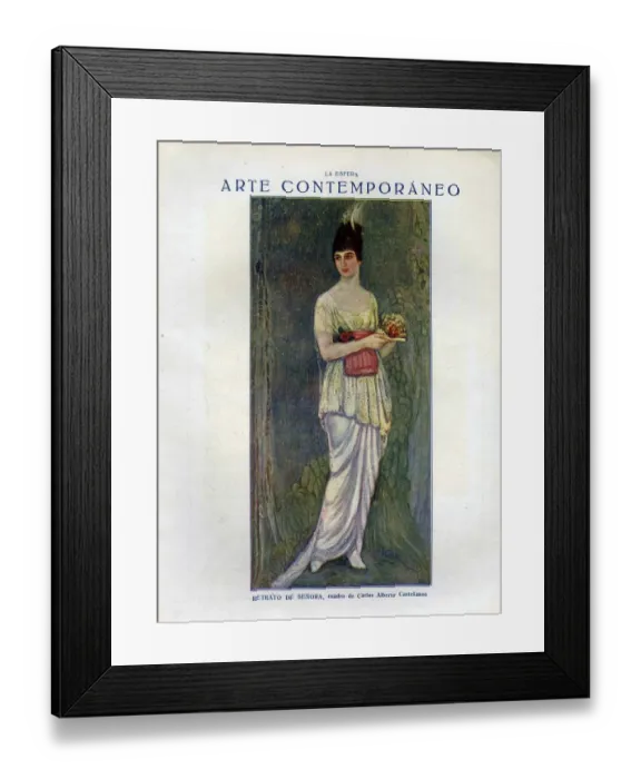 Framed Print : La Esfera 1918 1910s Spain cc womens portraits dresses fans Framed Print : La Esfera 1918 1910s Spain cc womens portraits dresses fans