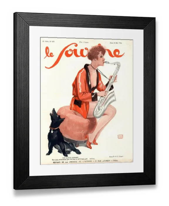 Framed Print : Le Sourire 1929 1920s France glamour saxophones