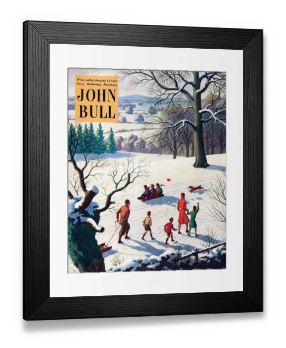Framed Print : John Bull 1950s UK snow ice winter seasons magazines Framed Print : John Bull 1950s UK snow ice winter seasons magazines