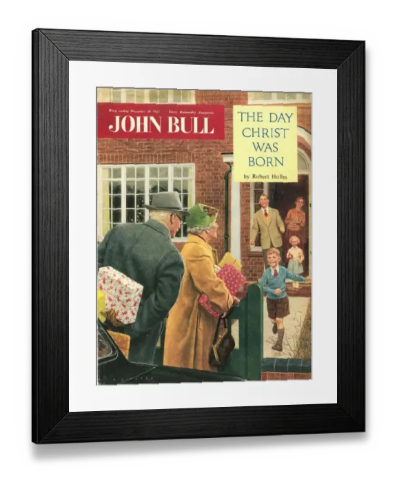 Framed Print : John Bull 1950s UK children grandparents presents grandfather grandpa grandmother